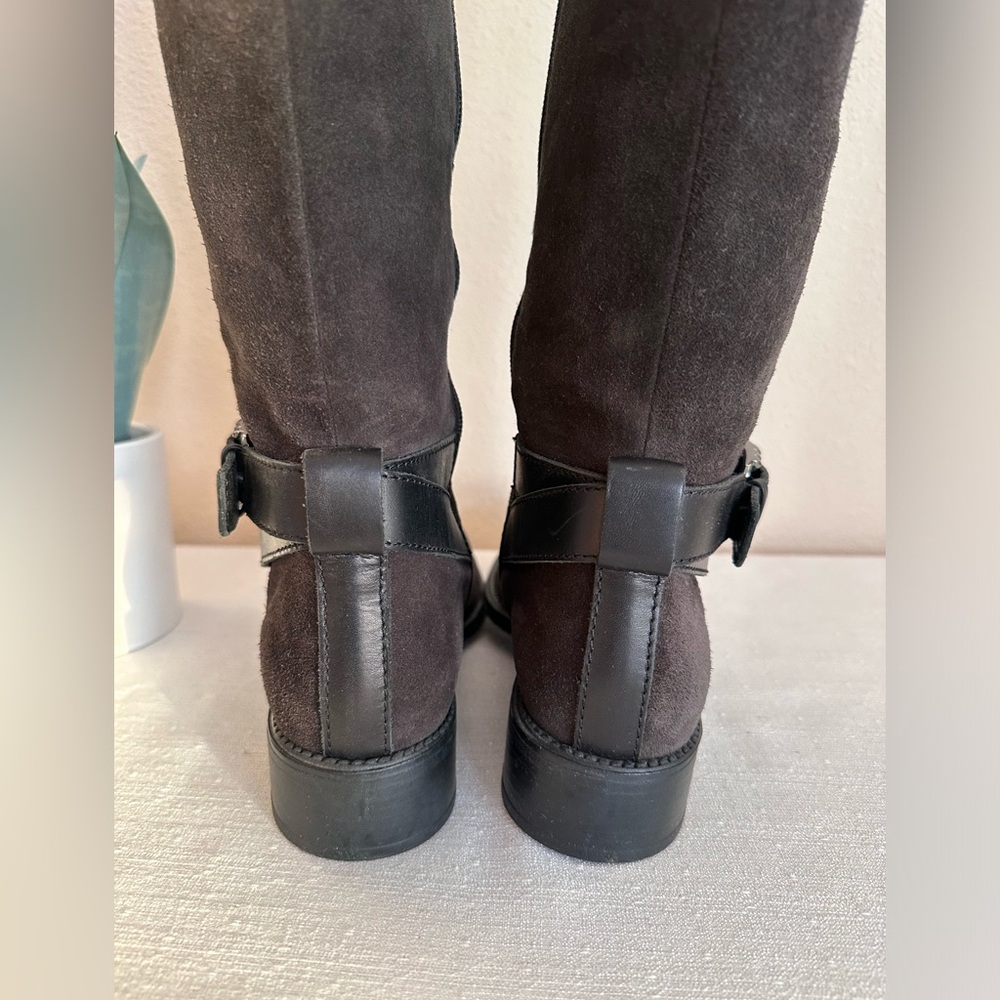 New AQUATALIA Brown Suede Trim Embellished Knee Height Riding Boots Women’s 11 - Picture 7 of 15